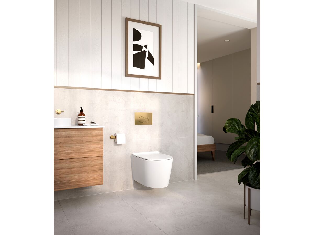 Reece Hideaway+ Round Button/Plate Inwall ABS Brushed Brass