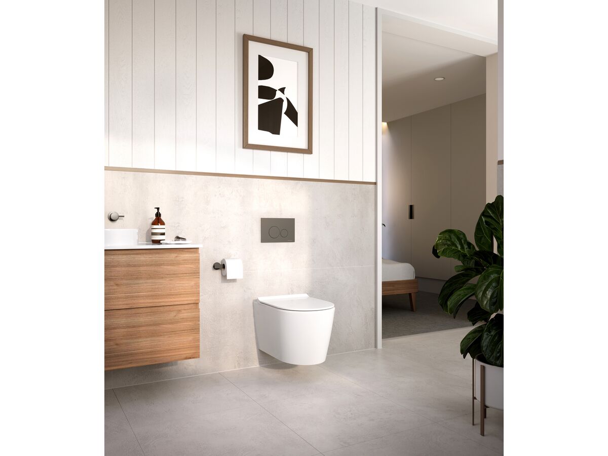 Reece Hideaway+ Round Button/Plate Inwall Metal Brushed Gunmetal