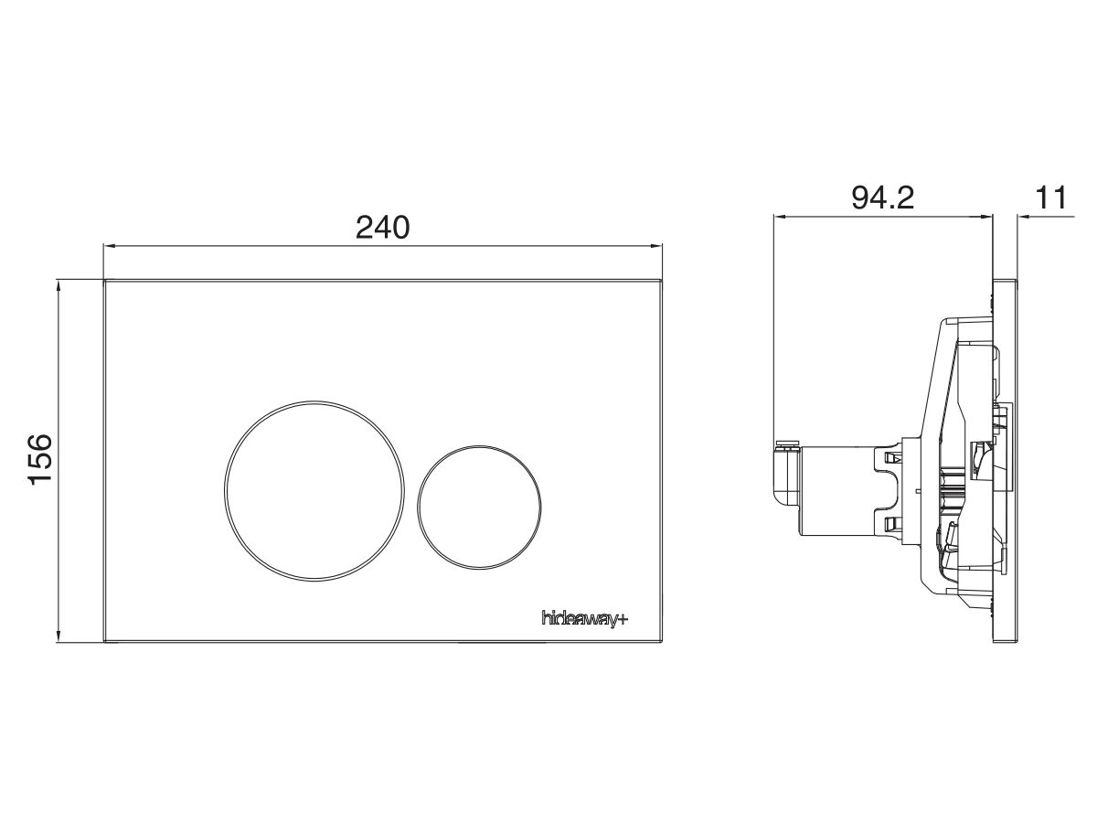 Reece Hideaway+ Round Button/Plate Inwall Metal Brushed Gunmetal
