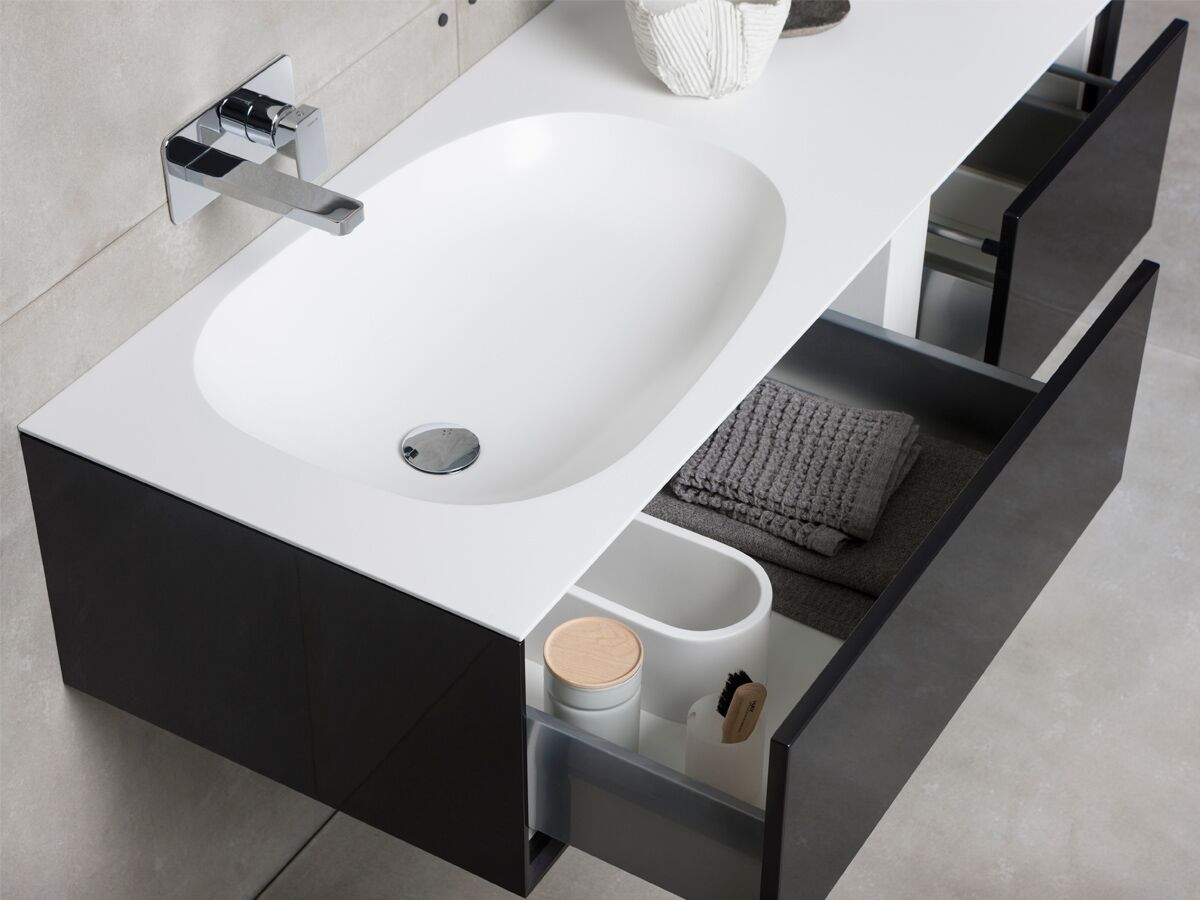 Reece ISSY Glide 1400mm - 1499mm Custom Wall Hung Vanity Unit Single Bowl 2 Drawers White