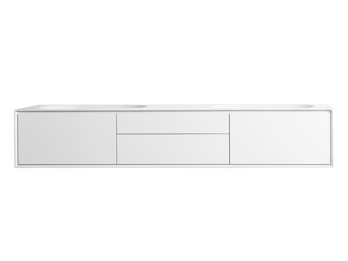 reece ISSY Glide 1751mm - 2000mm Custom Wall Hung Vanity Unit Double Bowl 4 Drawers White
