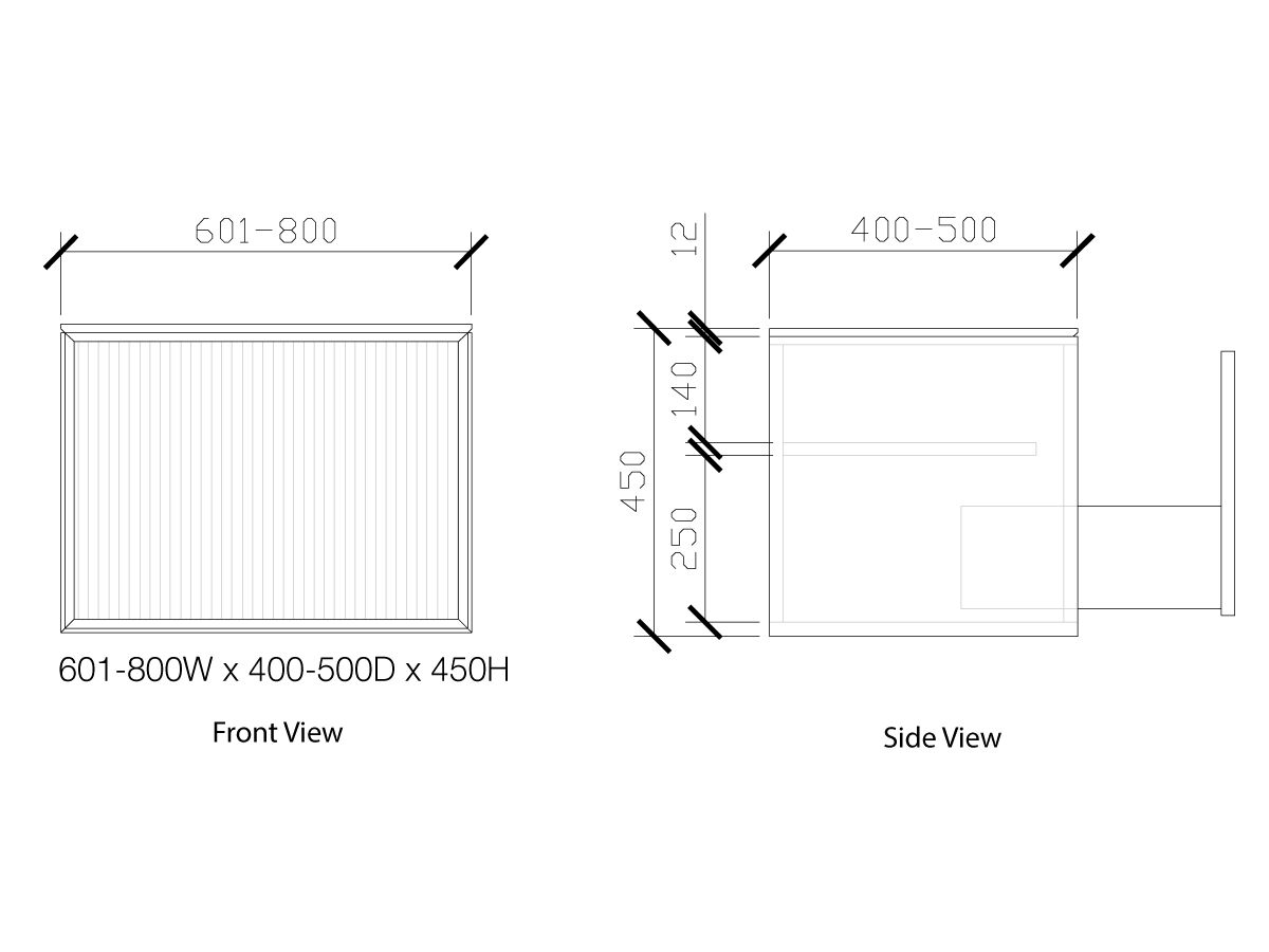 Reece ISSY Halo III 601-800mm X 400-500mm X 450mm Custom Vanity Unit With 1 Touch Latch Drawer & Internal Shelf