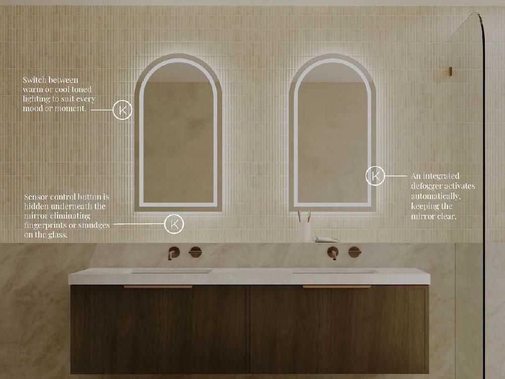 Reece Kado Aspect Arch Veil LED Mirror 900mm X 500mm