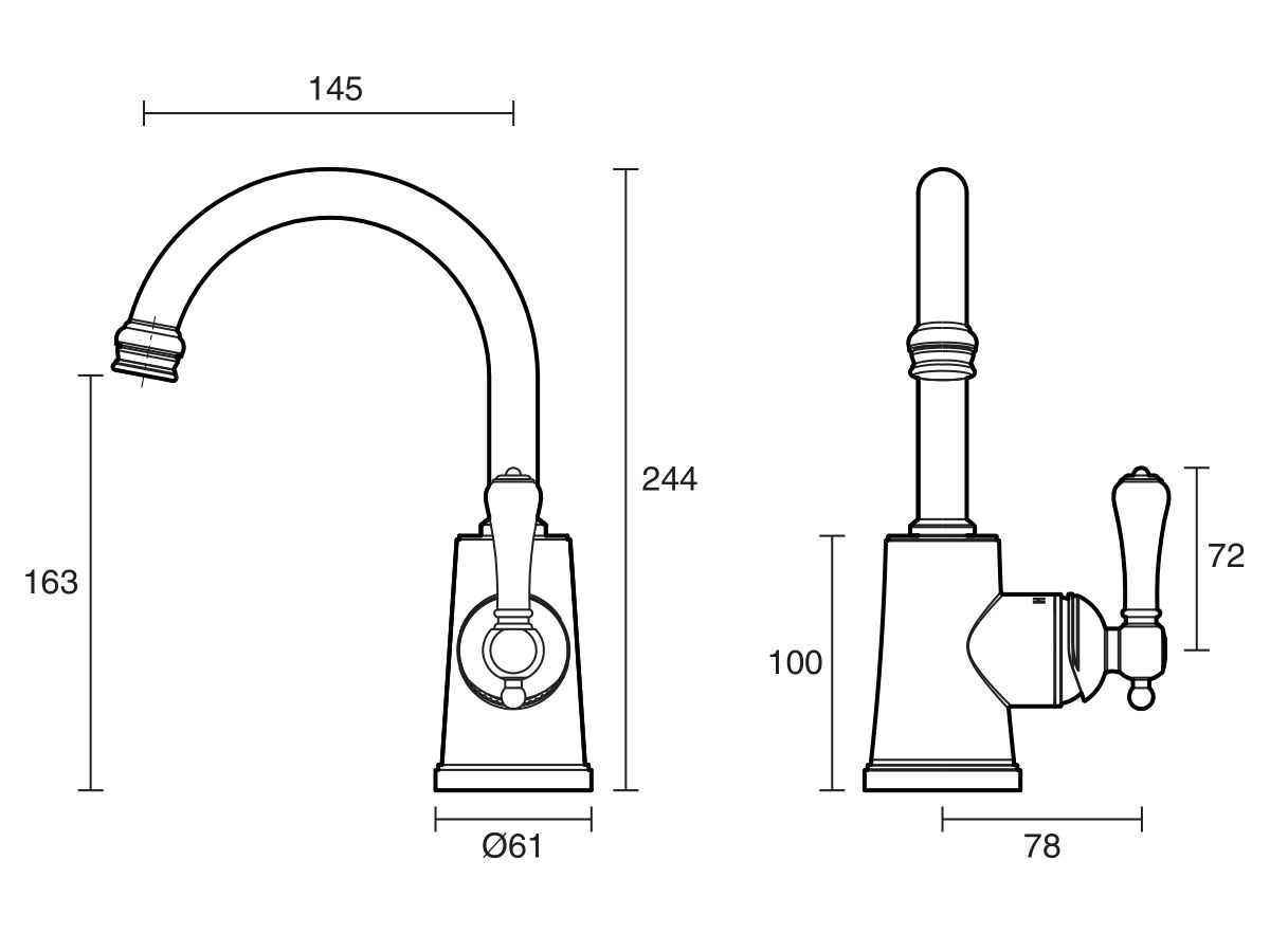 Reece Kado Era Basin Mixer Porcelain Handle Chrome (5 Star)