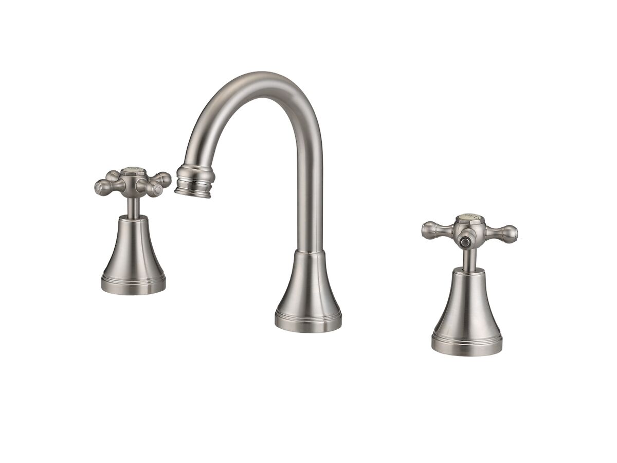 reece Kado Era Basin Set Swivel Cross Handles Brushed Nickel (5 Star)