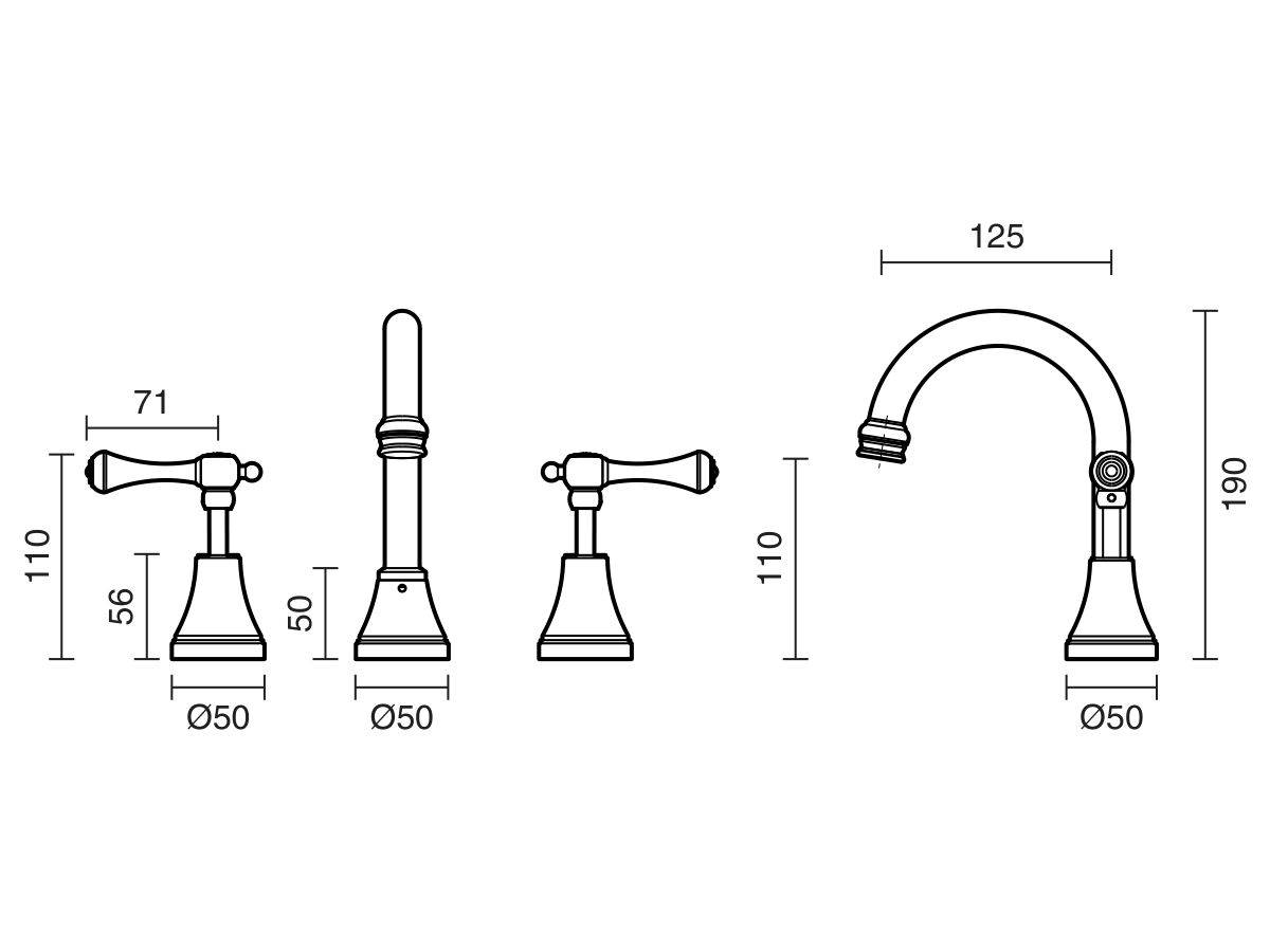 Reece Kado Era Basin Set Swivel Lever Handle Chrome (5 Star)