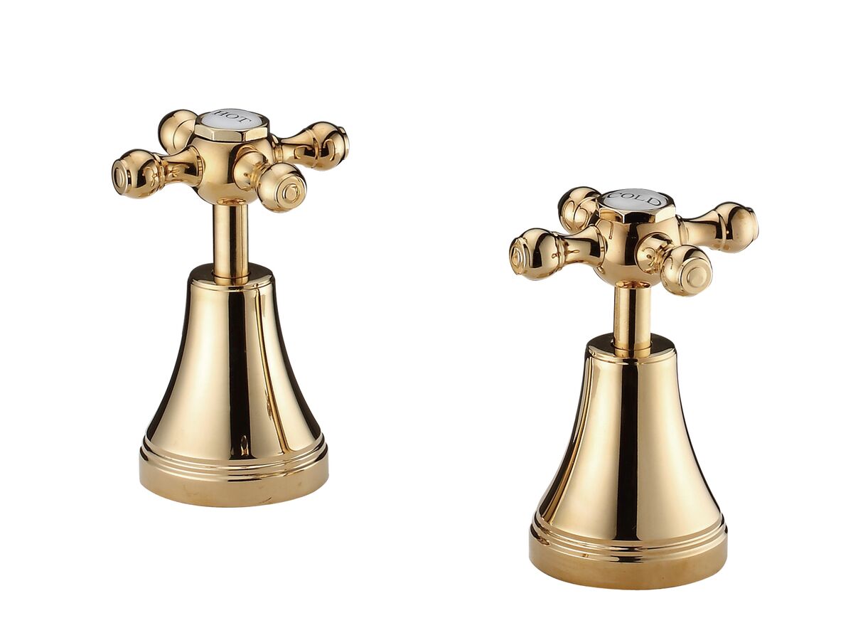 reece Kado Era Basin Top Assemblies Cross Handles Brass Gold