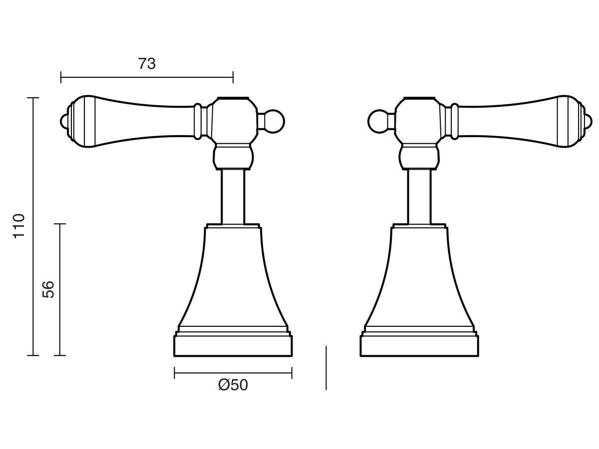 Reece Kado Era Basin Top Assemblies Lever Porcelain Handle Chrome