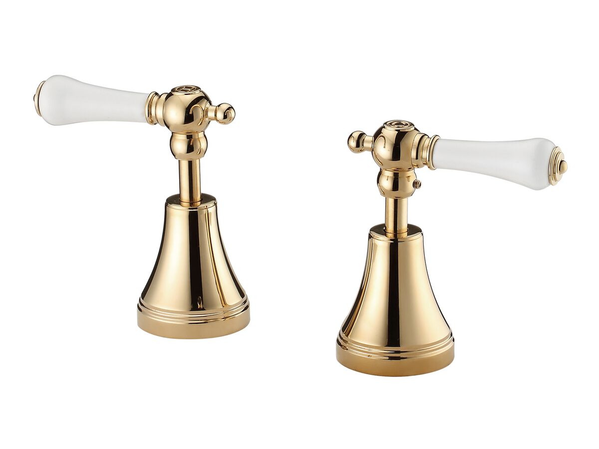 reece Kado Era Basin Top Assemblies Lever Porcelain Handle Brass Gold