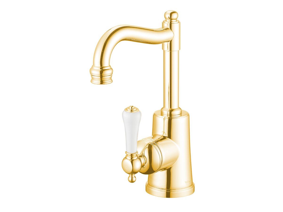 reece Kado Era English Basin Mixer Porcelain Handle Brass Gold (5 Star)