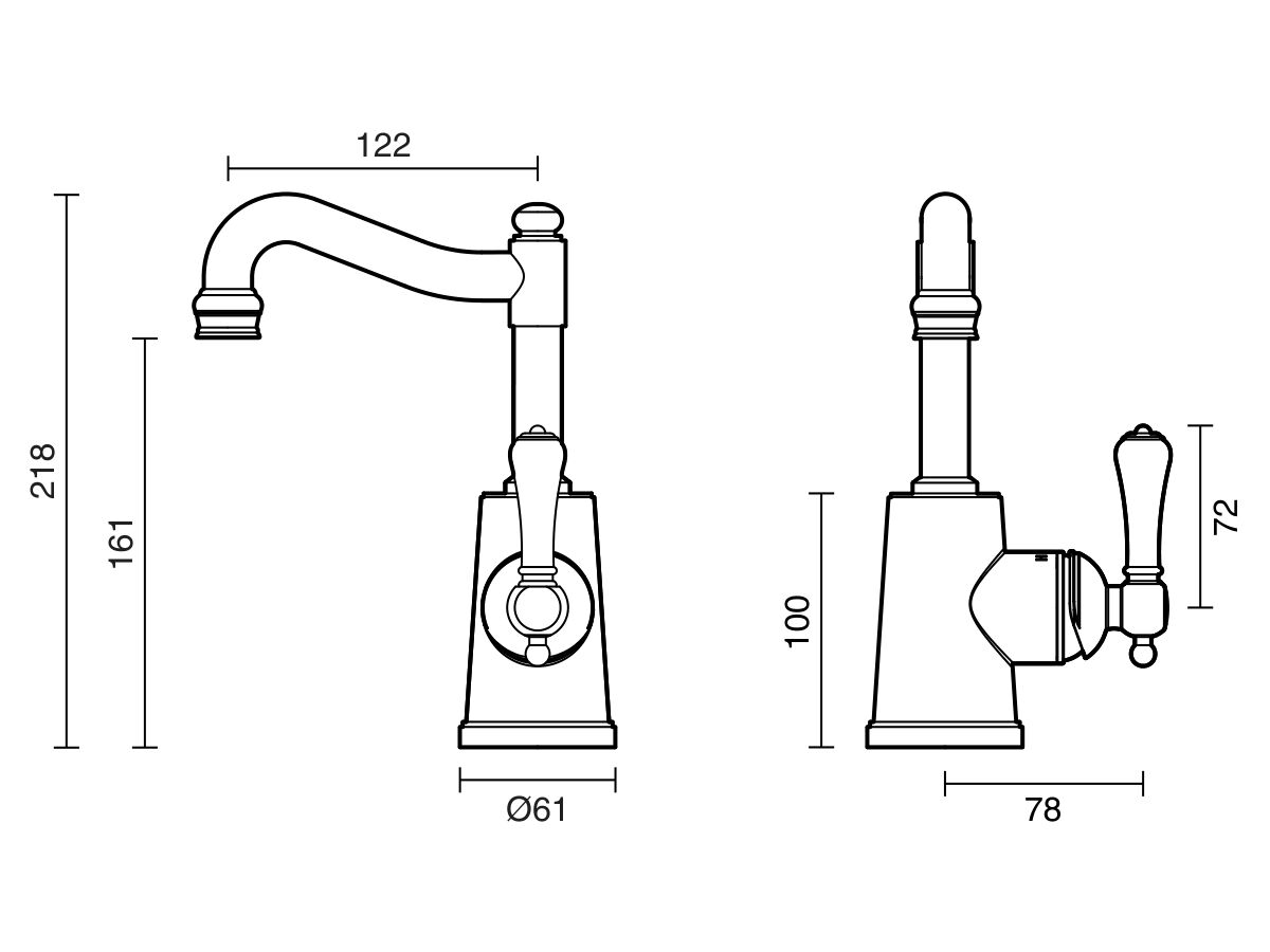 Reece Kado Era English Basin Mixer Porcelain Handle Chrome (5 Star)