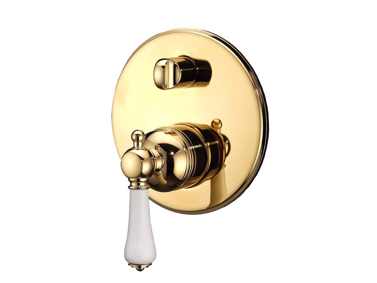 reece Kado Era Shower Mixer with Diverter Porcelain Handle Brass Gold