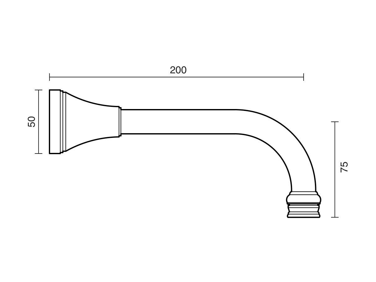Reece Kado Era Wall Basin Outlet 200mm Chrome (5 Star)