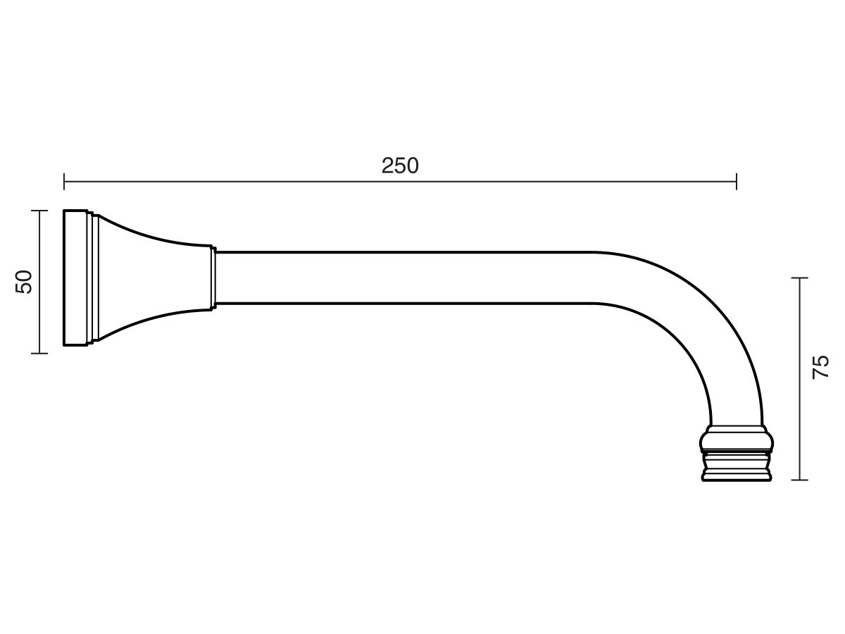 Reece Kado Era Wall Basin Outlet 250mm Brushed Nickel (5 Star)