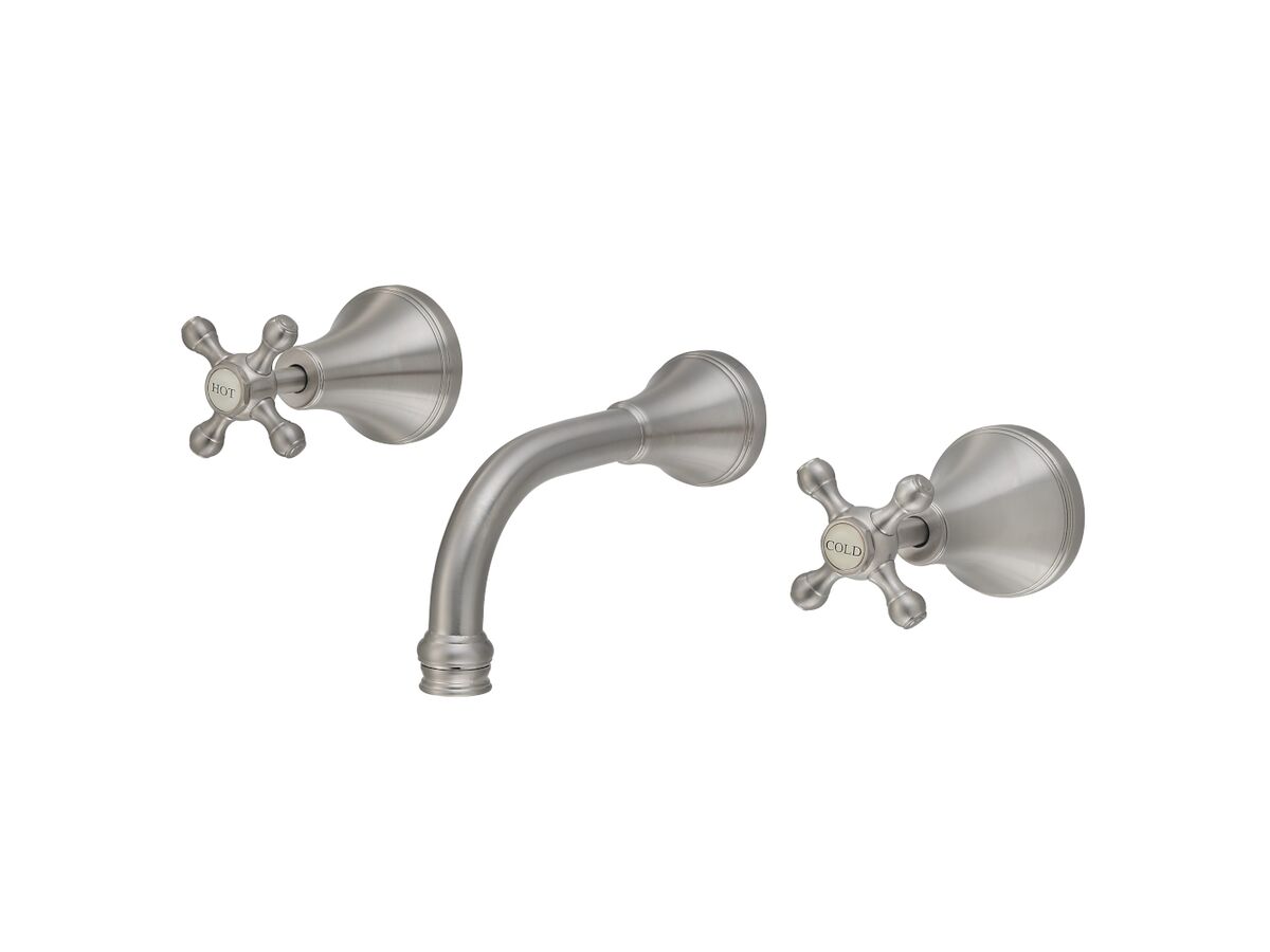 reece Kado Era Wall Basin Set 150mm Cross Handles Brushed Nickel (5 Star)
