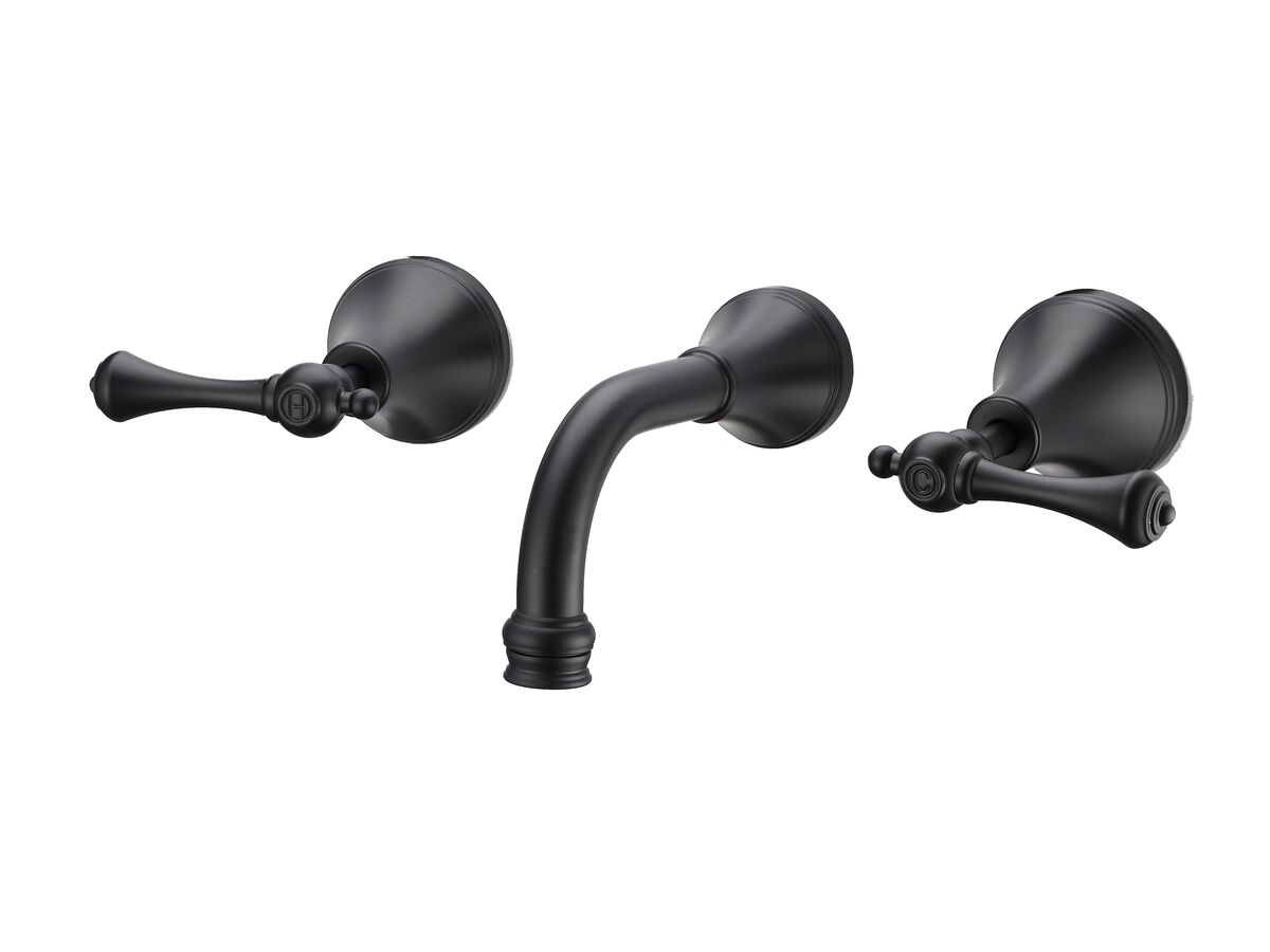 reece Kado Era Wall Basin Set 150mm Lever Handle Matte Black (5 Star)