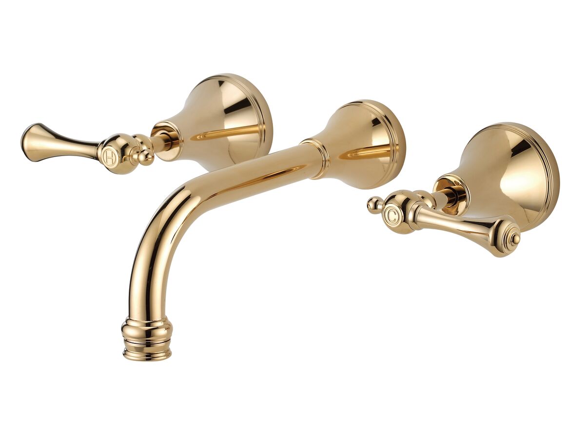 reece Kado Era Wall Basin Set 200mm Lever Handle Brass Gold (5 Star)