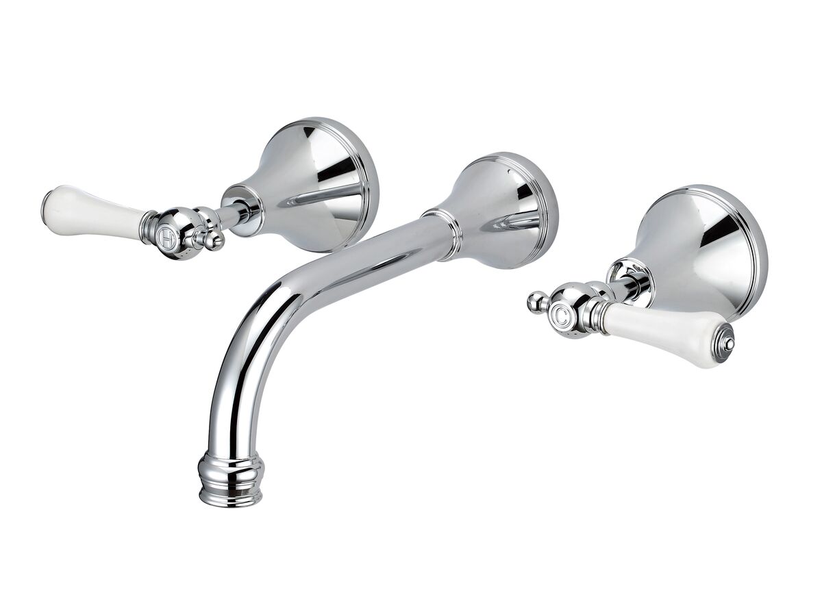 reece Kado Era Wall Basin Set 200mm Lever Porcelain Handle Chrome (5 Star)