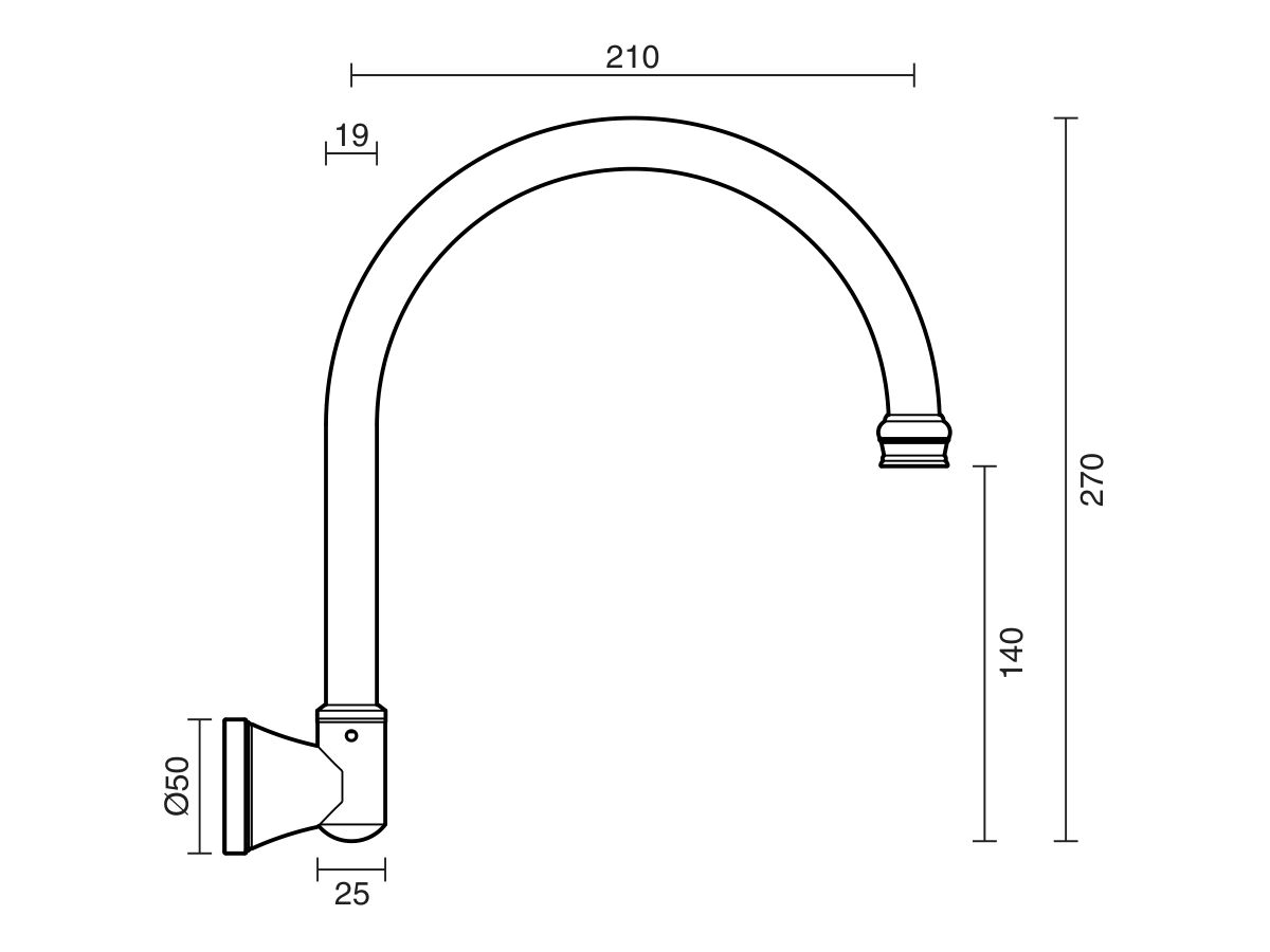 Reece Kado Era Wall Gooseneck Sink Outlet Chrome (5 Star)