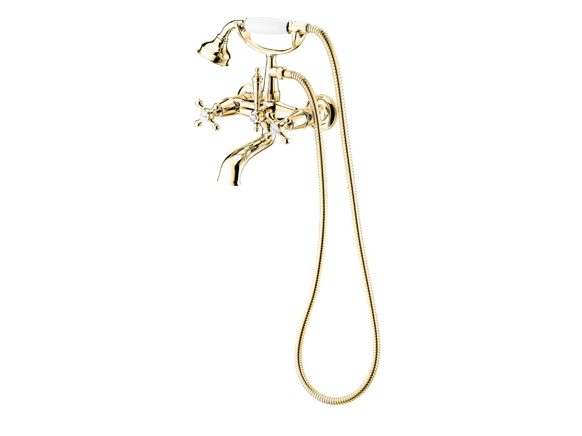 reece Kado Era Wall Mounted Telephone Bath Set Cross Handles Brass Gold (3 Star)