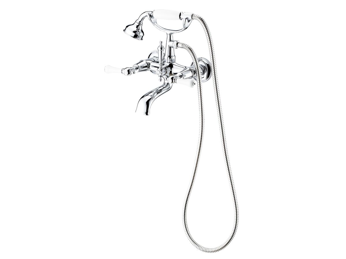 reece Kado Era Wall Mounted Telephone Bath Set Lever Porcelain Handle Chrome (3 Star)