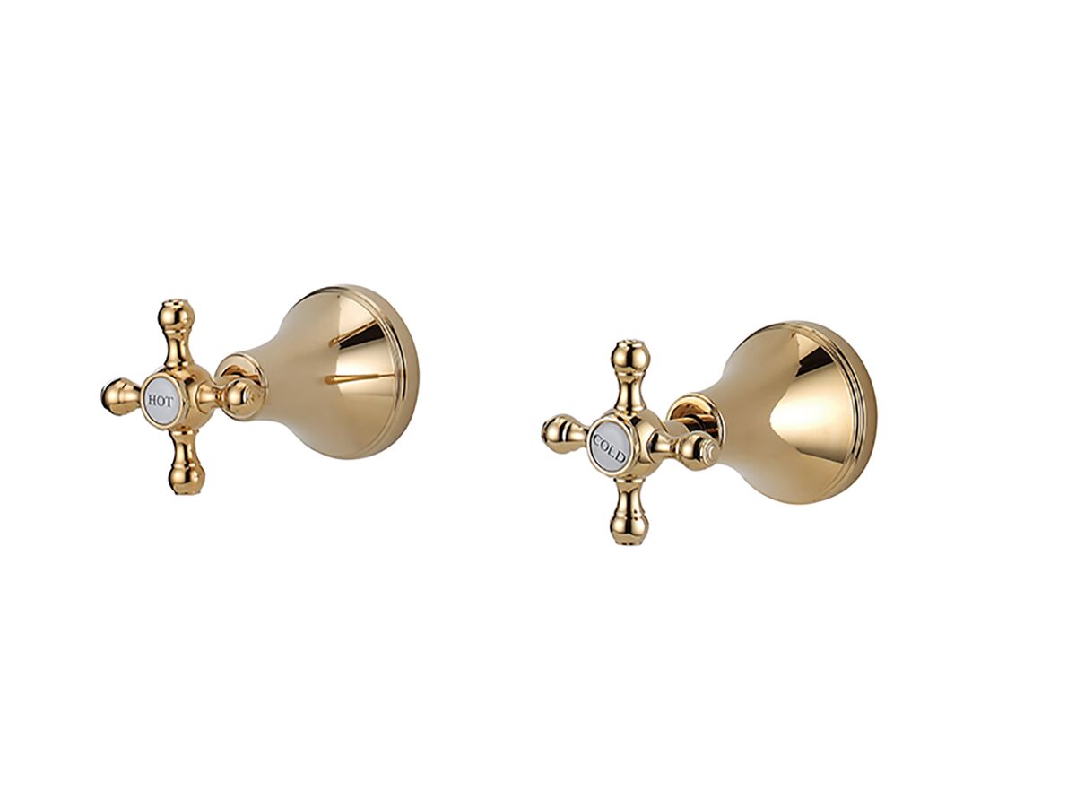reece Kado Era Wall Top Assemblies Cross Handles Brass Gold