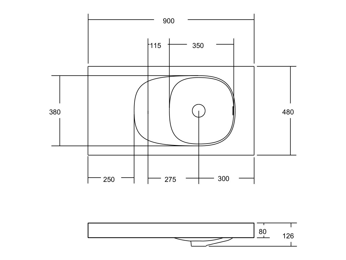 Reece Kado Lussi 900mm Right Hand Wall Basin Side Shelf With Overflow No Taphole Matte White Solid Surface