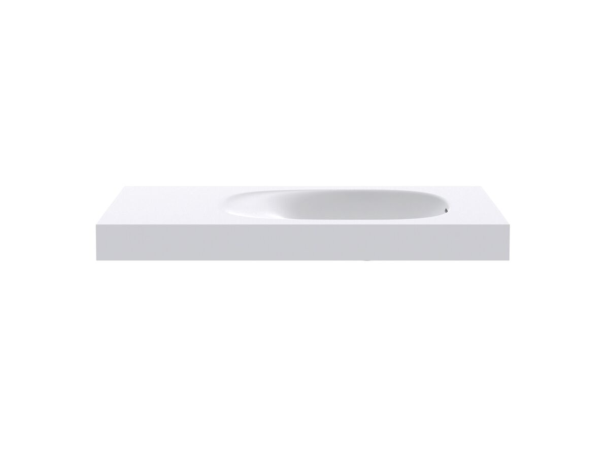 reece Kado Lussi 900mm Right Hand Wall Basin Side Shelf with Overflow No Taphole Matte White Solid Surface