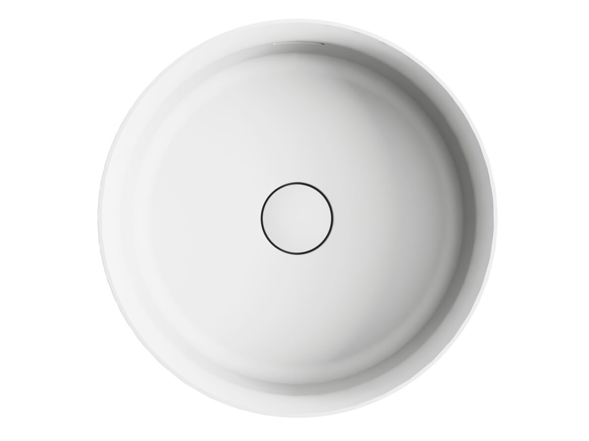 Reece Kado Lussi Thin Edge Round Above Counter Basin With Solid Surface Plug And Waste 380mm