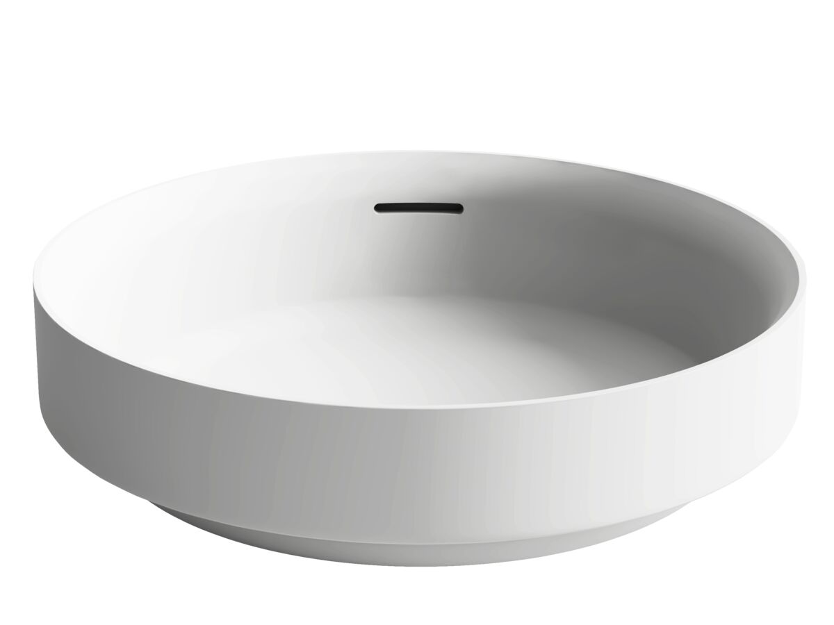 Reece Kado Lussi Thin Edge Round Semi Inset Basin With Solid Surface Plug And Waste 380mm