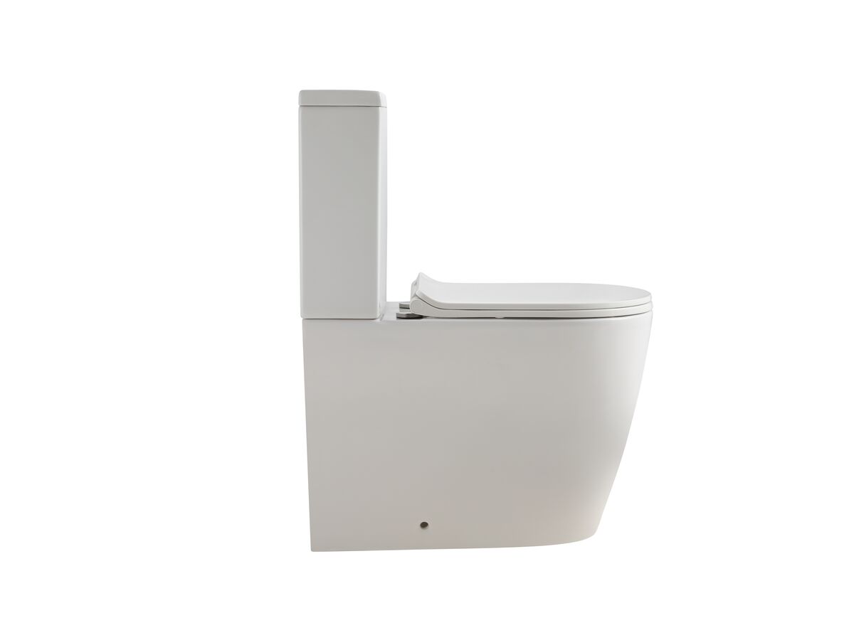 Reece Kado Lux Close Coupled Back To Wall Rimless Plus Overheight Back Inlet Toilet Suite With Thin Soft Close Quick Release Seat White (4 Star)