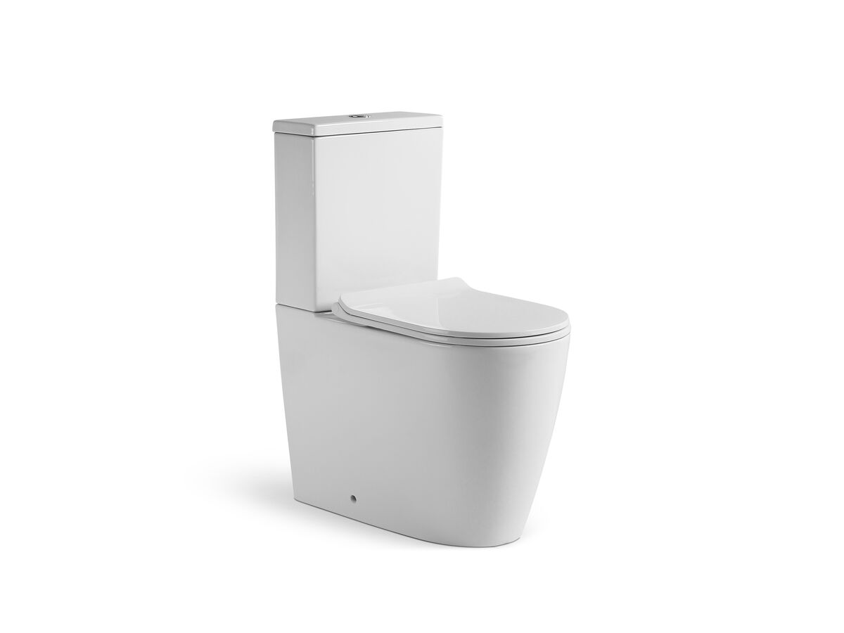 reece Kado Lux Close Coupled Back to Wall Rimless Plus Overheight Back Inlet Toilet Suite with Thin Soft Close Quick Release Seat White (4 Star)