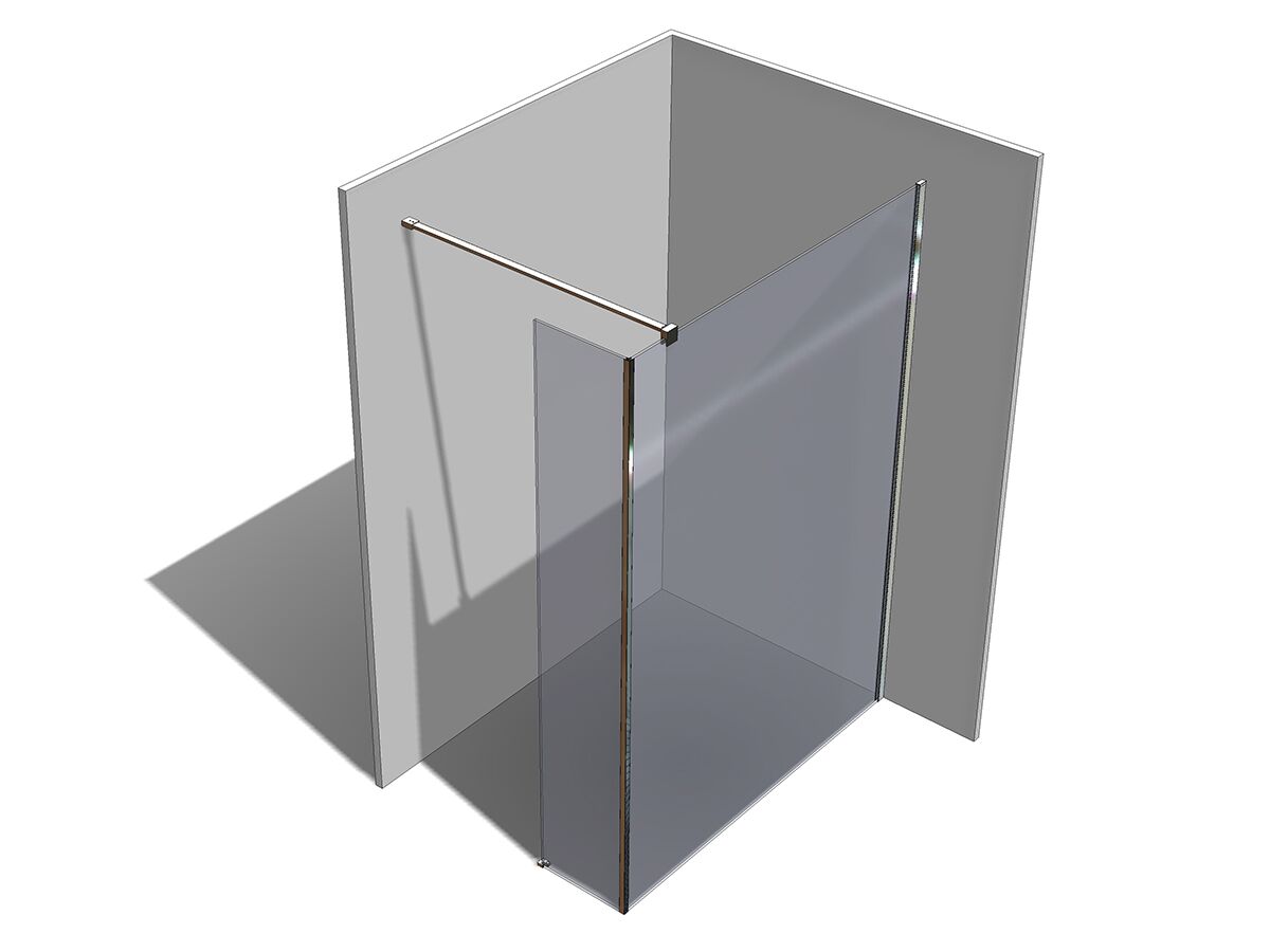 Reece Kado Lux Fixed Shower Screen Panel With Side Panel And Wall Support 1400mm Chrome