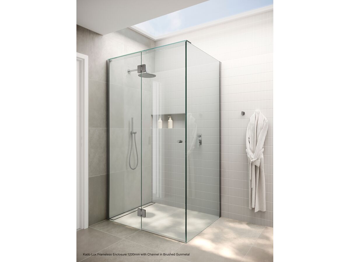 Reece Kado Lux Frameless Enclosure With Wall Channel 900 X 900mm Brushed Nickel