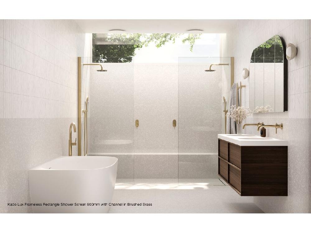 Reece Kado Lux Frameless Rectangular Panel With Wall Channel Clear Glass 1000mm Chrome