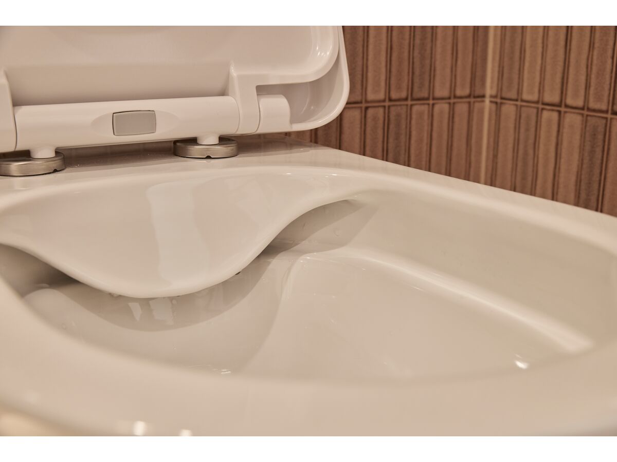 Reece Kado Lux Rimless Plus Back To Wall Overheight Pan With Soft Close Quick Release Seat (4 Star)