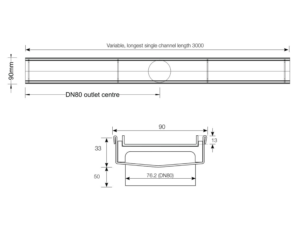 Reece Kado Lux Tile Insert Channel Welded Ends Made To Length Satin