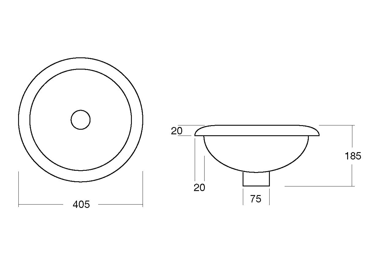 Reece Kado Lux Vanity Basin 400mm White No Taphole With Overflow