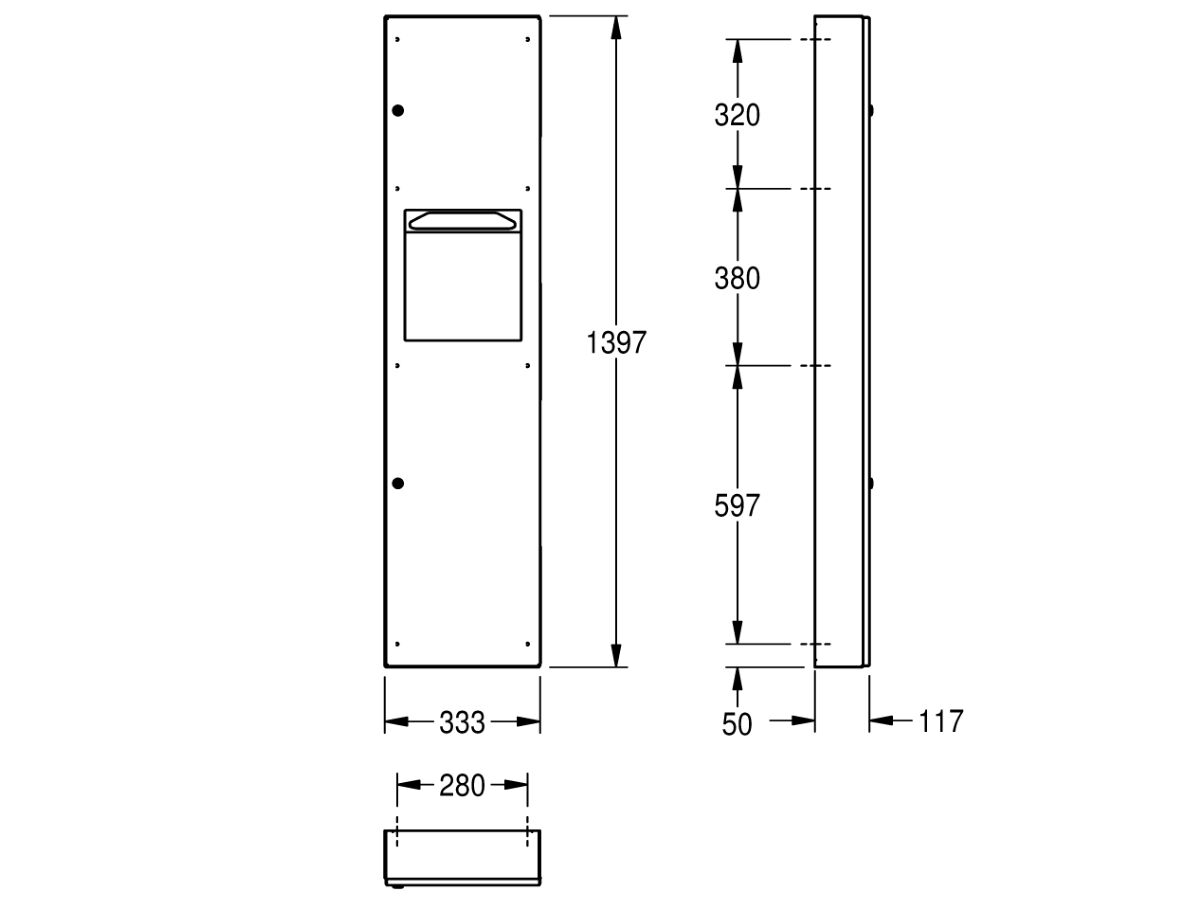 Reece KWC Commercial Surface Combination Unit 19 Litres Stainless Steel (Paper Towel Dispenser And Waste Receptacle)