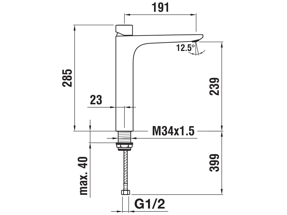 Reece LAUFEN CityPlus Zero Extended Basin Mixer Tap Chrome (4 Star)