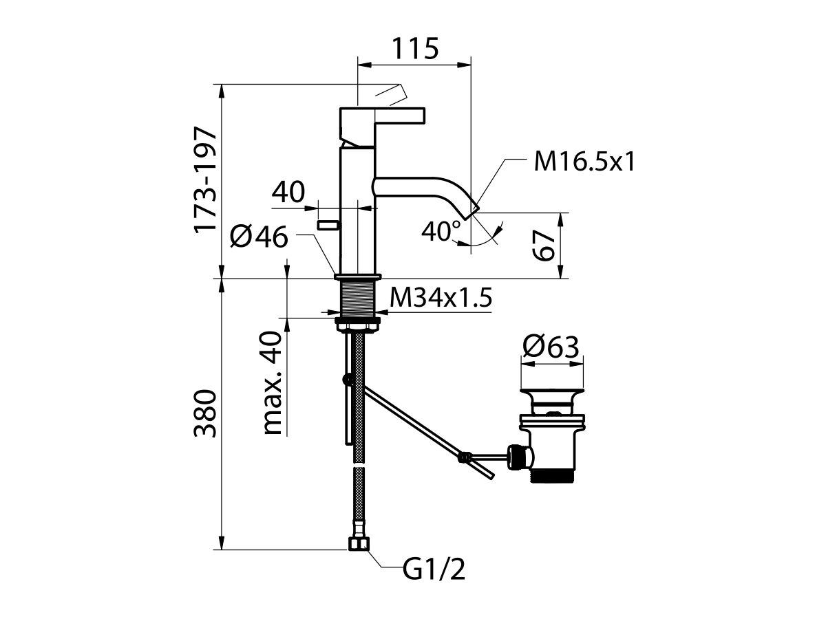 Reece LAUFEN Kartell Basin Mixer With Pop Up Lever Chrome (4 Star)