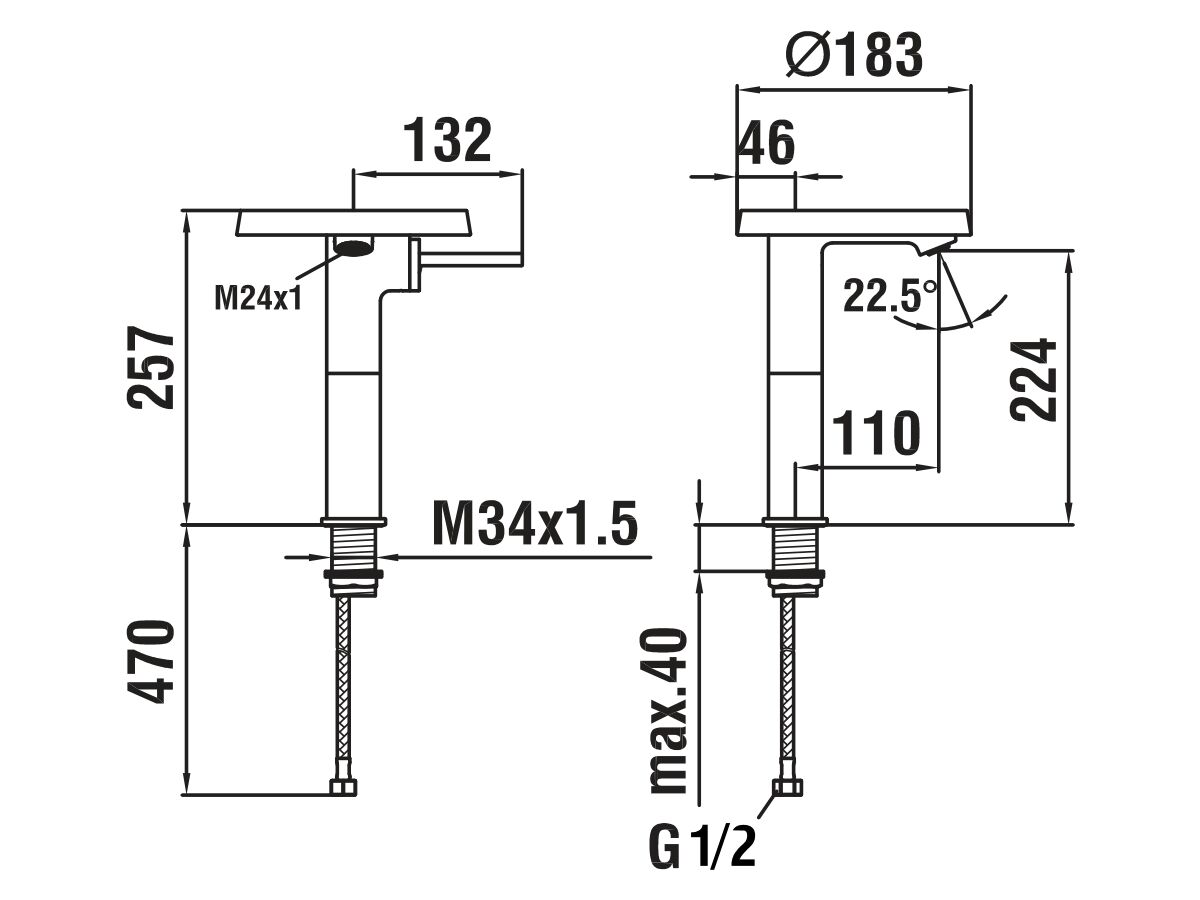 Reece LAUFEN Kartell Disc Extended Height Basin Mixer Tap Chrome (4 Star)