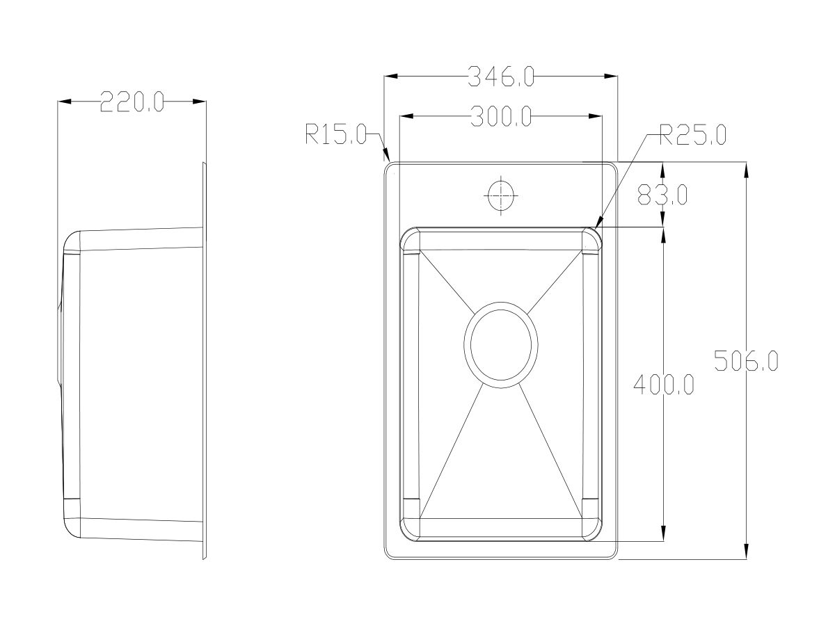 Reece Memo Hugo Compact Sink 1 Taphole Stainless Steel