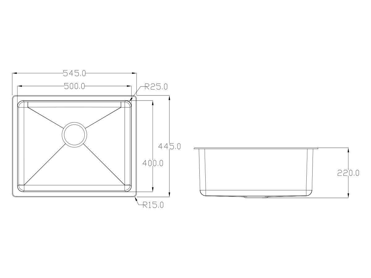 Reece Memo Hugo Extended Single Bowl Sink No Taphole Stainless Steel