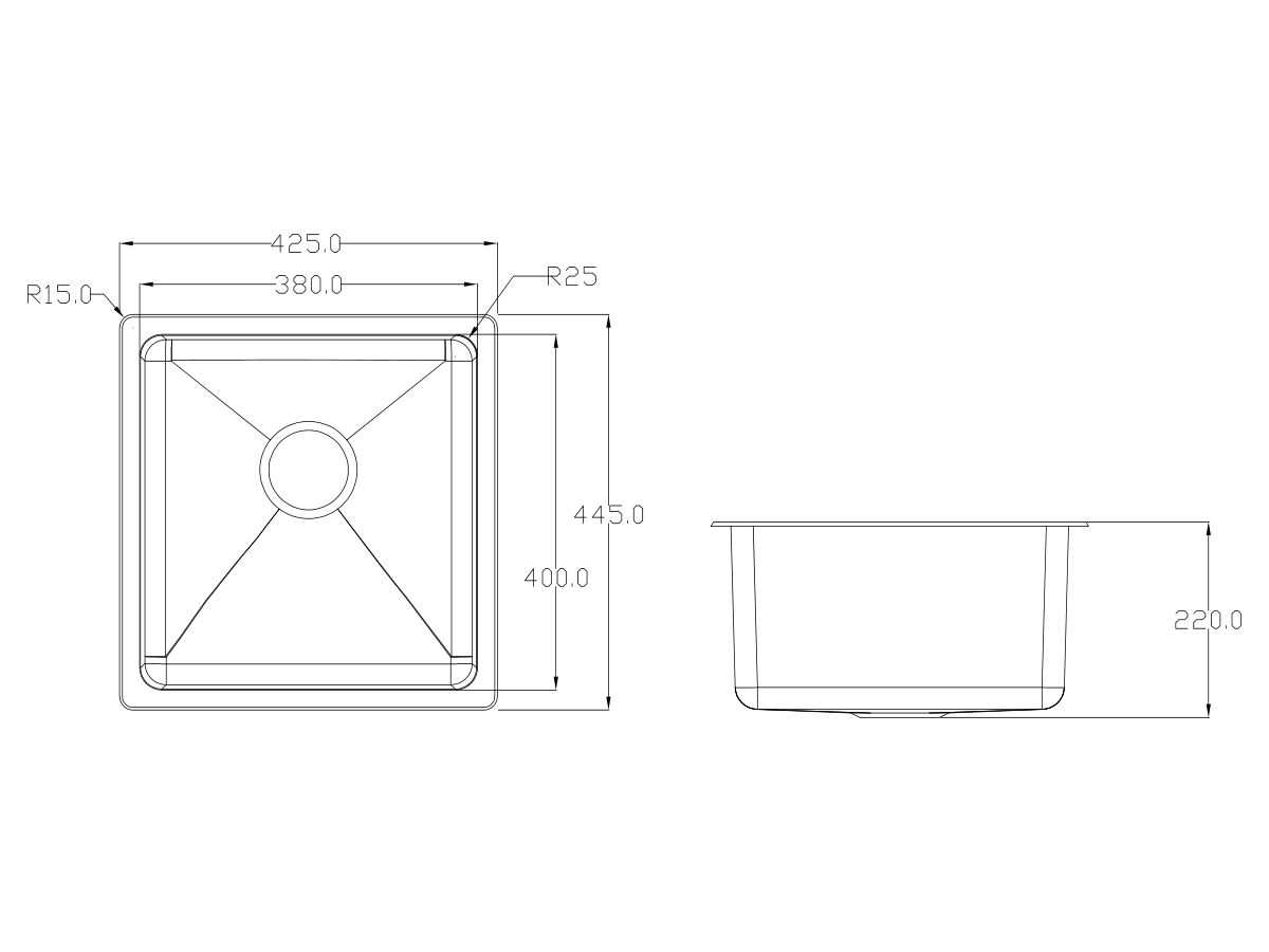 Reece Memo Hugo Single Bowl Sink No Taphole Stainless Steel