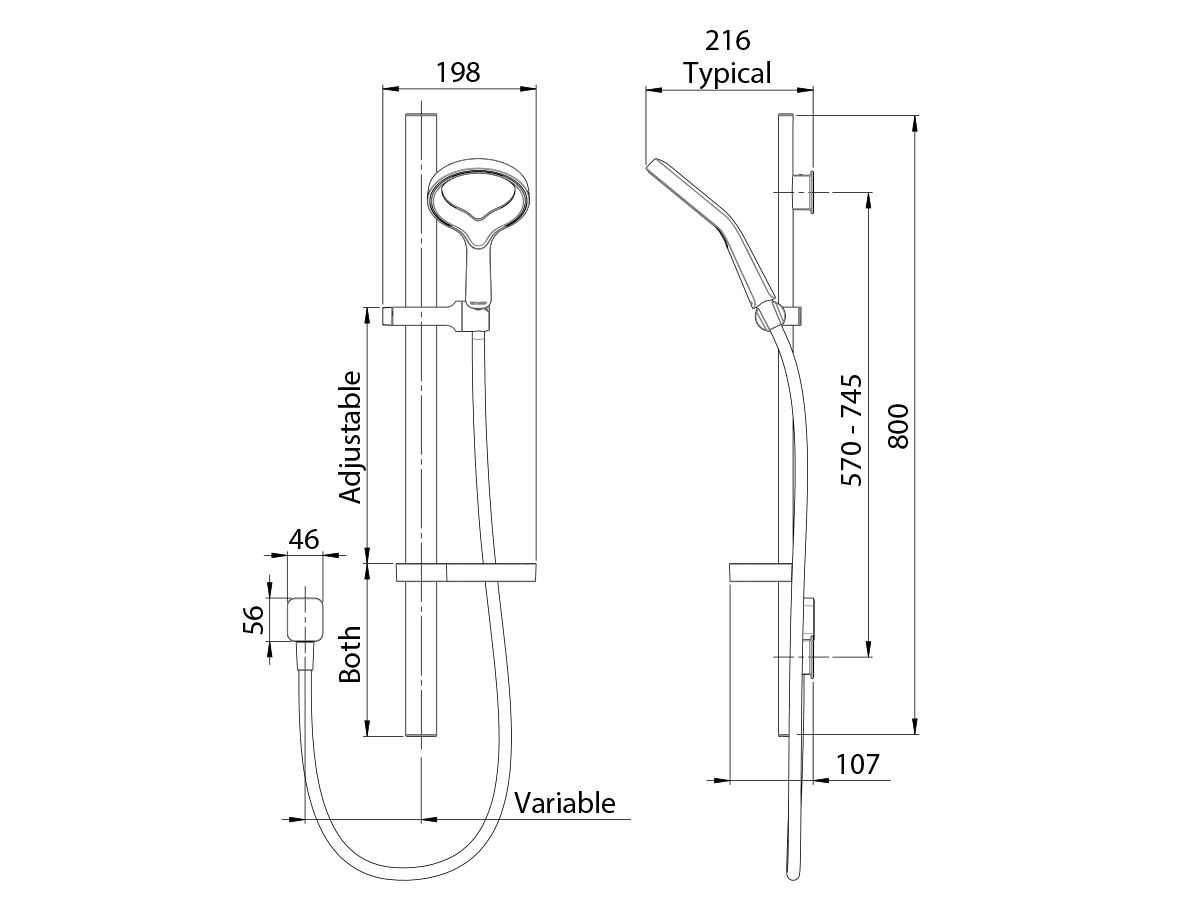 Reece Methven Aio Aurajet Single Rail Shower With Wall Water Inlet Chrome (3 Star)
