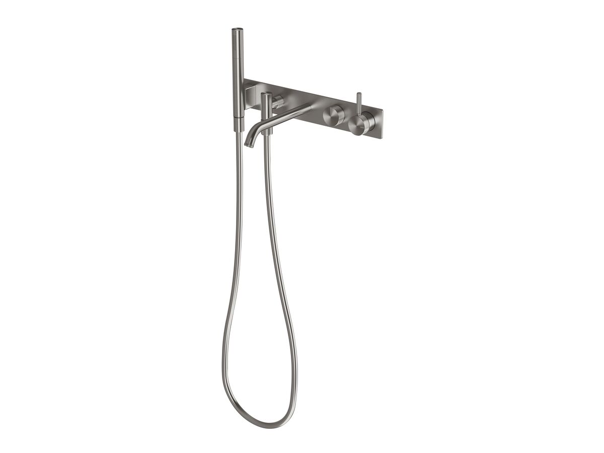 reece Milli Etch Bath Mixer Tap System with Handshower Brushed Gunmetal (3 Star)