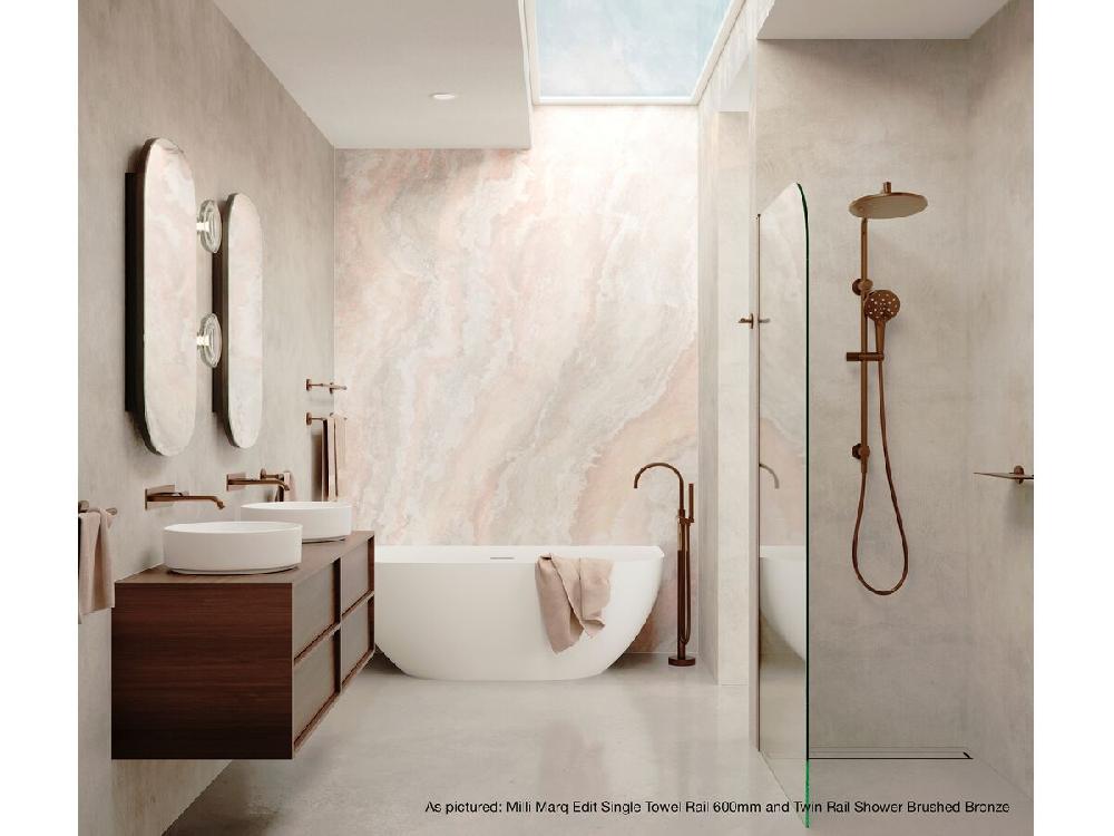 Reece Milli Etch Floor Mounted Bath Mixer With Handshower Brushed Bronze