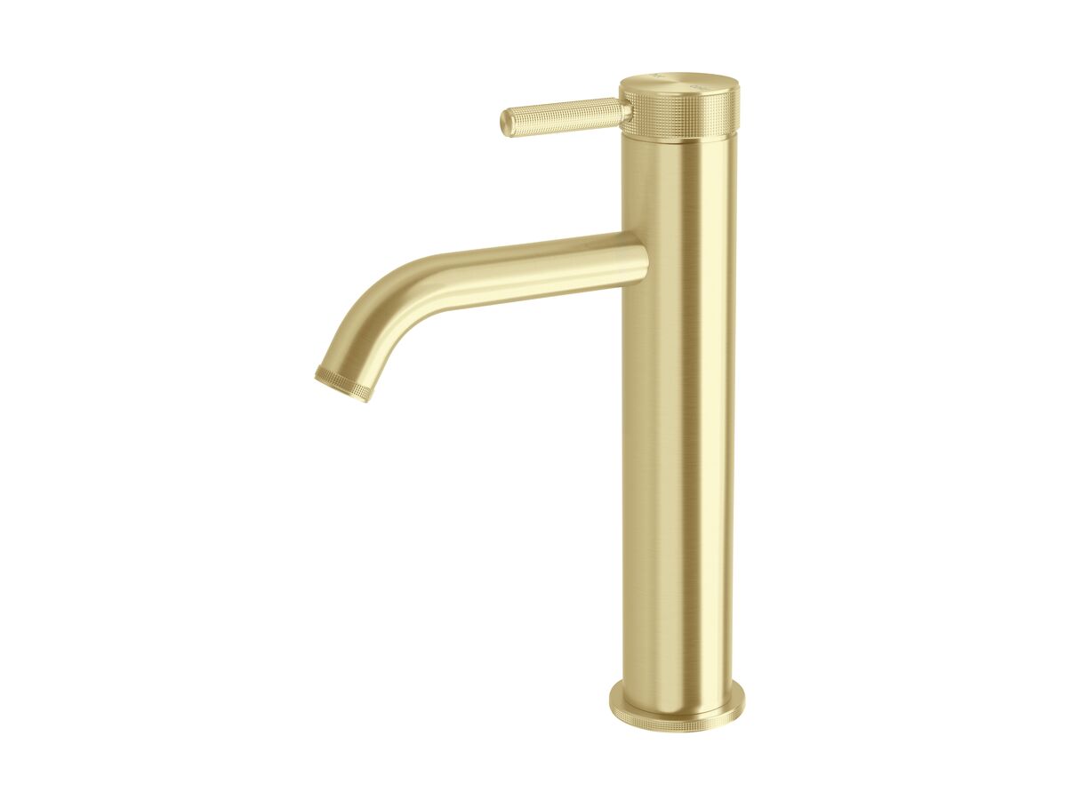 reece Milli Etch Medium Height Basin Mixer Tap Brushed Gold (6 Star) Lead Free