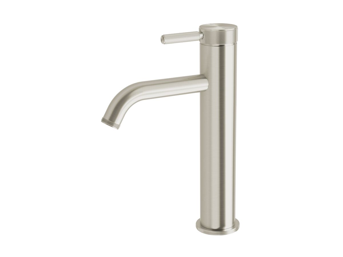 reece Milli Etch Medium Height Basin Mixer Tap Brushed Nickel (6 Star) Lead Free